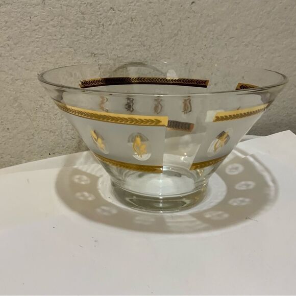 Vintage 1960s Anchor Hocking Mid Century Gold Wheat Large Glass Serving Bowl - Picture 3 of 12